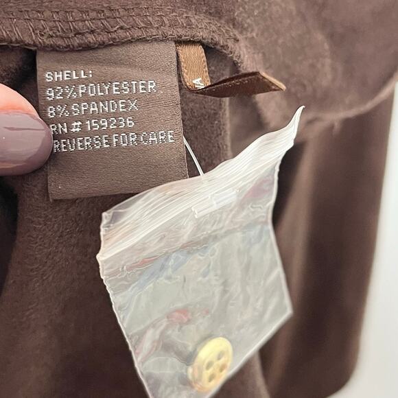 J. McLaughlin Womens Clio Top Large Brown Mocha Suede Button Mock Neck Classic - Picture 11 of 12